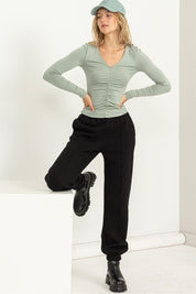 Women's High-Waisted Pintuck Sweatpants