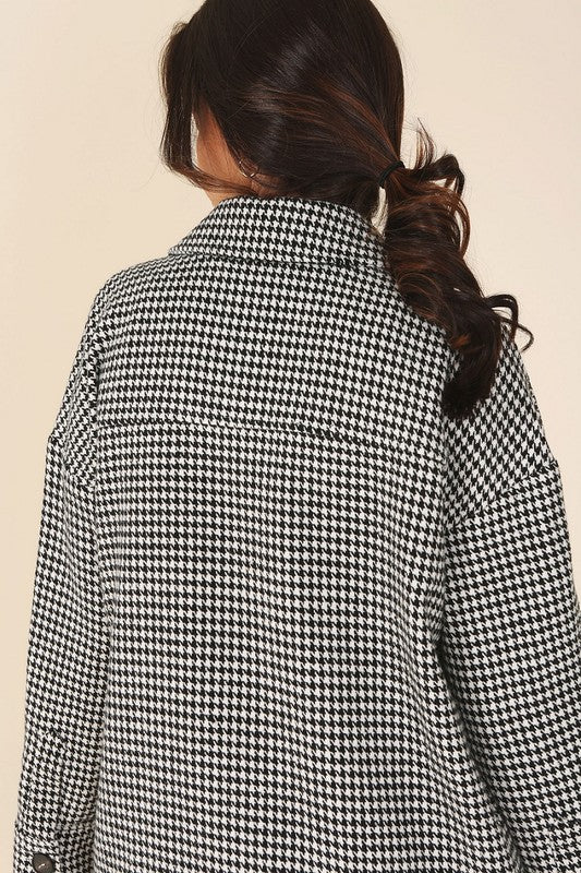 Women's Houndstooth Long Shacket