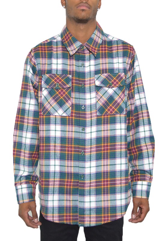 Men's Regular Fit Checker Plaid Flannel Shirt