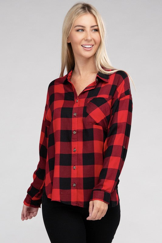 Women's Casual Plaid Flannel Shirt