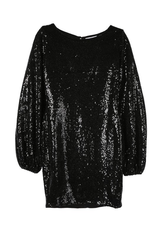 Women's Puff Sleeve Sequin Mini Dress