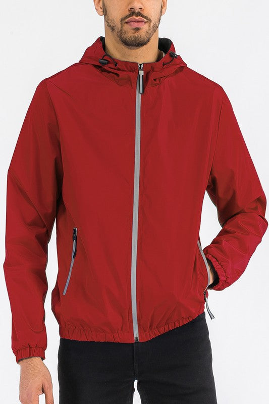 SOLID HOODED LIGHTWEIGHT WINDBREAKER JACKET