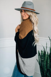 Women's Neutral Colorblock Drapey Cardigan