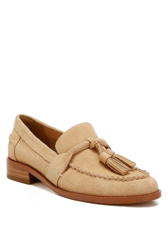 Men's Casual Suede Loafers with Tassel Detail