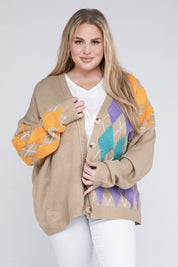 Plus V Neck Button Front Cardigan