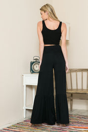 Women's High Waisted Tiered Ruffle Wide Leg Pants