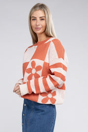 Women's Floral Drop Shoulder Sweater