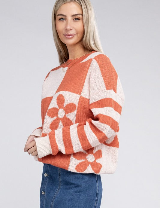 Women's Floral Drop Shoulder Sweater