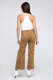 Women's Acid Wash Frayed Hem Wide Leg Pants