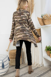 Women's Loose Fit Camouflage Pockets Cardigan