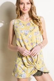 Women's Floral Print Sleeveless Tunic Top