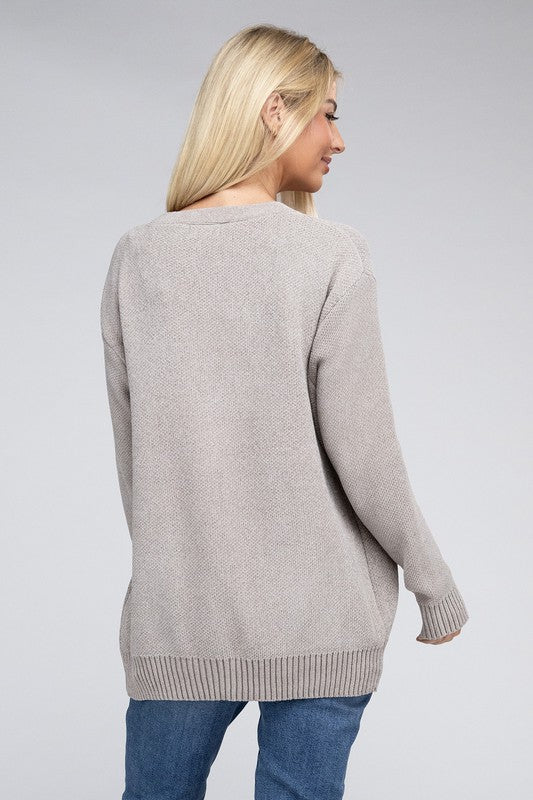 Women's Relaxed Melange Open Front Sweater Cardigan