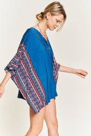 Women's Bohemian V-Neck Poncho Tunic