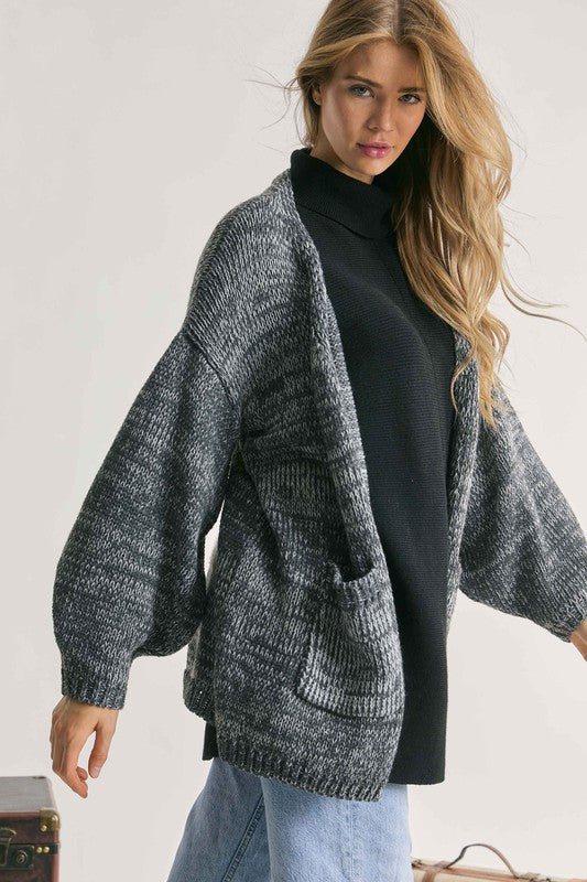 Women's Relaxed Knit Long Sleeve Cardigan with Pockets