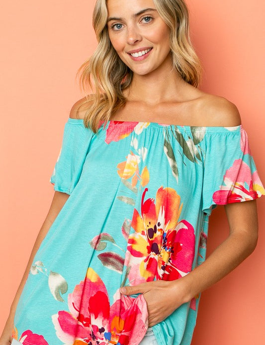 Women's Floral Off Shoulder Top