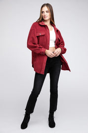 Women's Oversized Fleece Buttoned Jacket