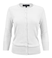 Women's Casual Crewneck Button Down Knit Cardigan Sweater