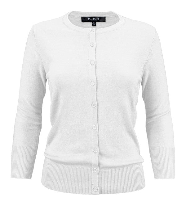 Women's Casual Crewneck Button Down Knit Cardigan Sweater