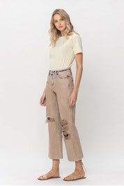 Women's Distressed Vintage Crop Flare Jeans