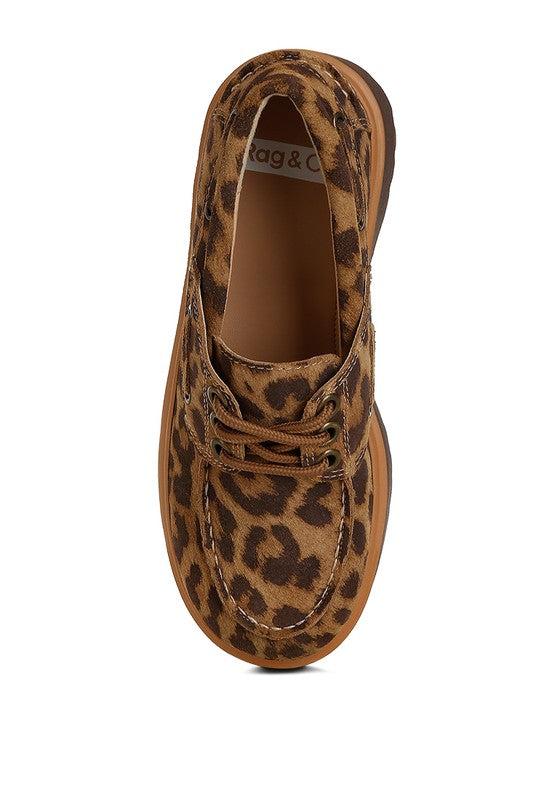 Women's Formal Leopard Print Suede Oxford Loafers