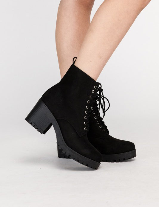 Women's Fuzzy Lace-Up Combat Boots