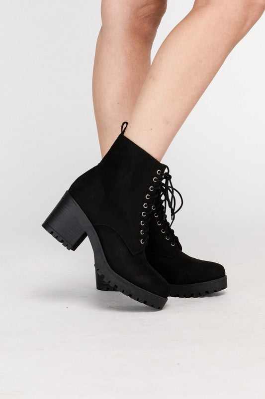 Women's Fuzzy Lace-Up Combat Boots