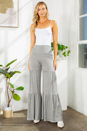 Women's High Waisted Tiered Ruffle Wide Leg Pants