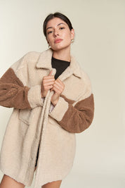 Women's Oversized Colorblock Sherpa Jacket