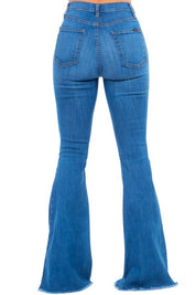 Women's High Rise Bell Bottom Jeans in Medium Blue