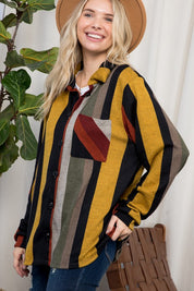 Women's Oversized Cozy Stripe Flannel Shacket