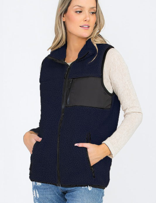 UNISEX WOMENS SHERPA FLEECE VEST TOP JACKET