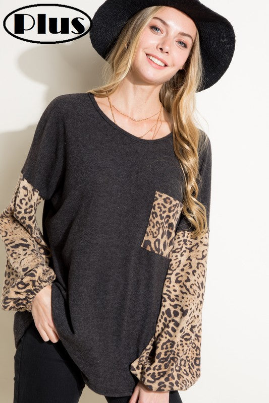 Women's Animal Print Long Sleeve Loose Fit Top