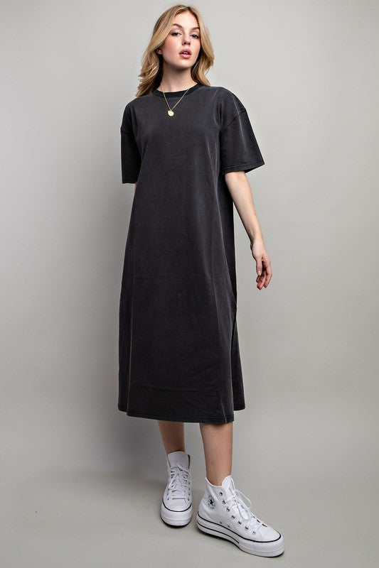 Women's Casual Loose Fit Cotton Midi Dress