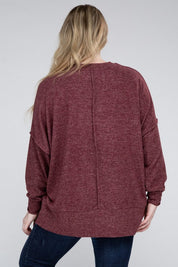 Plus Size Oversized Melange Drop Shoulder Sweater