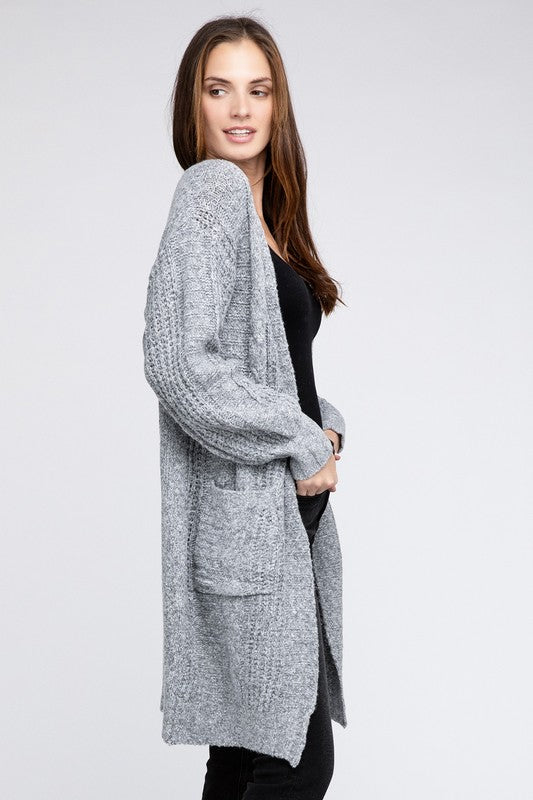 Women's Loose Fit Twist Knitted Open Front Cardigan