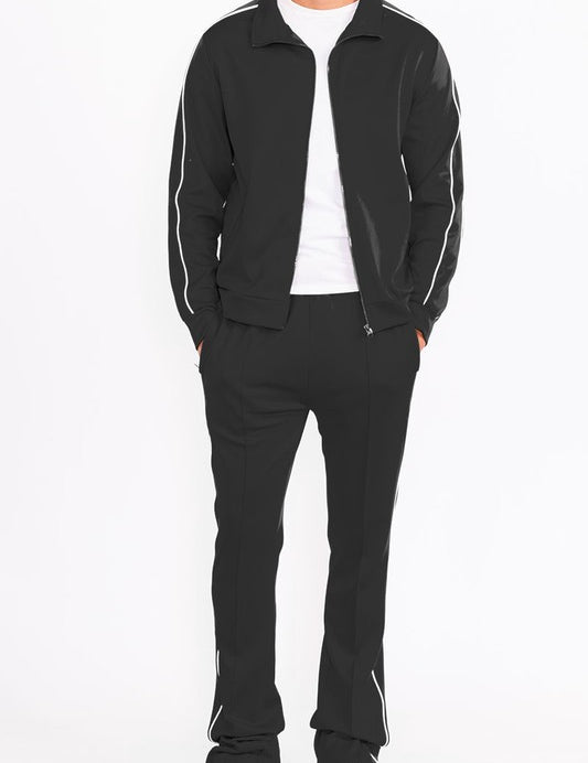 Men's Solid Side Piped Track Jacket