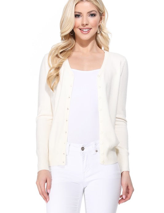 Women's V-Neck Button Down Knit Cardigan Sweater