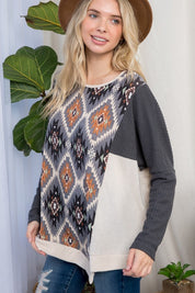 Plus Size Oversized Aztec Print Cozy Top