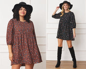 Women's Abstract Polka Dot Bishop Sleeve Mini Dress