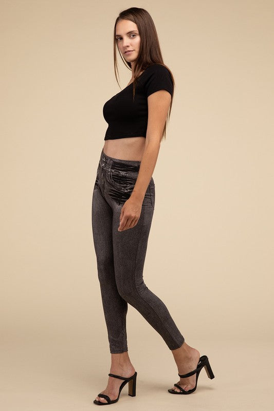 Women's High-Rise Fitted Denim Leggings