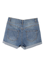 Women's High Waisted Rolled Denim Shorts