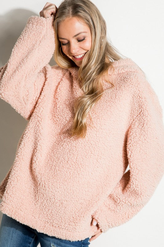 Women's Oversized Faux Fur Hoodie Sweatshirt