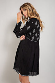 Women's Loose Fit Embroidered Mini Day Dress