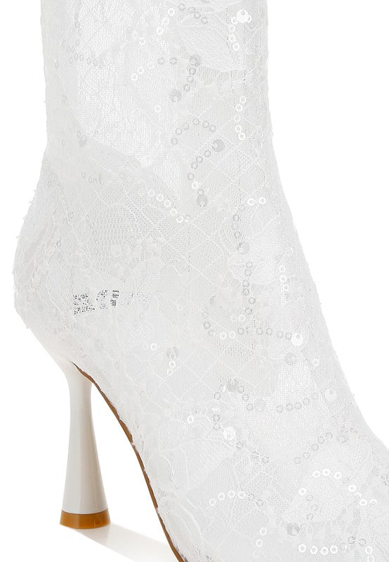 Women's Elegant Sequin Lace Boots for Special Occasions