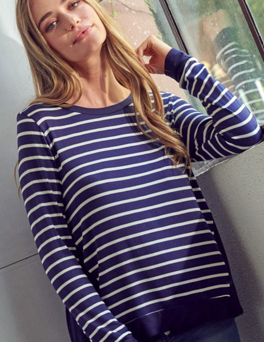 Women's Stripe Solid Mix Top