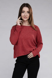 Women's Cozy Ribbed Dolman Long Sleeve Sweater