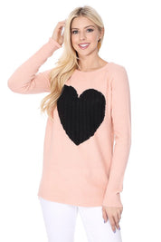 Women's Cozy Heart Jacquard Round Neck Pullover Sweater