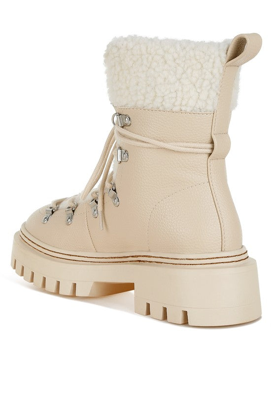 Women's Cozy Fleece & Faux Leather Winter Boots