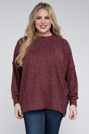 Plus Size Oversized Melange Drop Shoulder Sweater