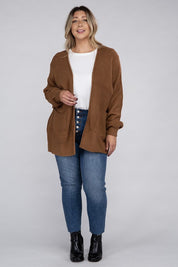 Plus Size Oversized Waffle Open Cardigan Sweater